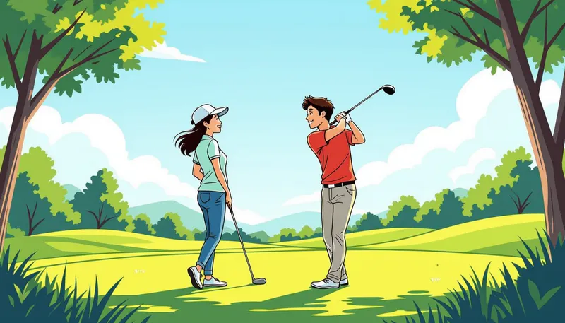 カップルゴルフを楽しむための心得 - illustration for couple golf enjoyment tips