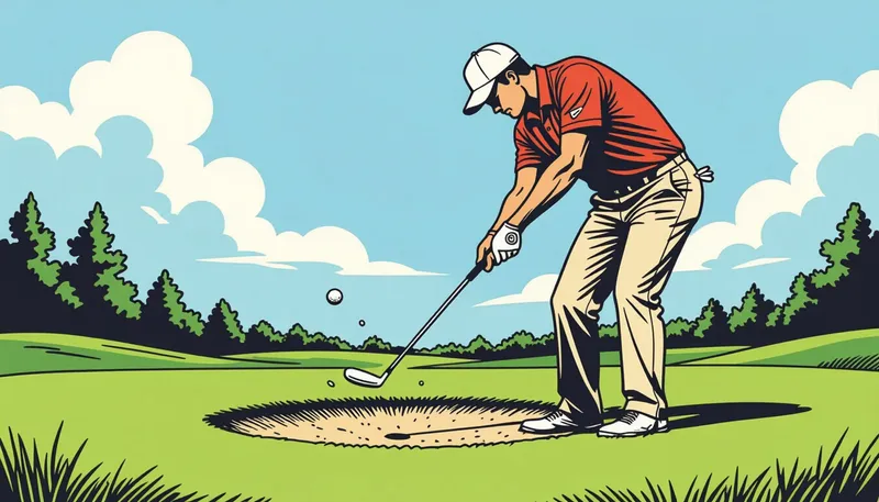 アドレスとセットアップの調整方法 - illustration for divot lie shot technique