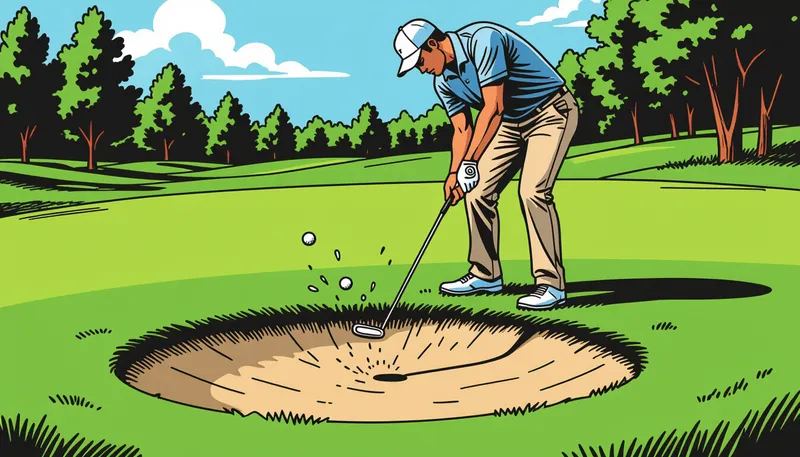 クラブ選択の重要性 - illustration for divot lie shot technique