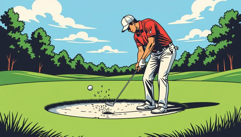 スイングテクニックの実践ポイント - illustration for divot lie shot technique