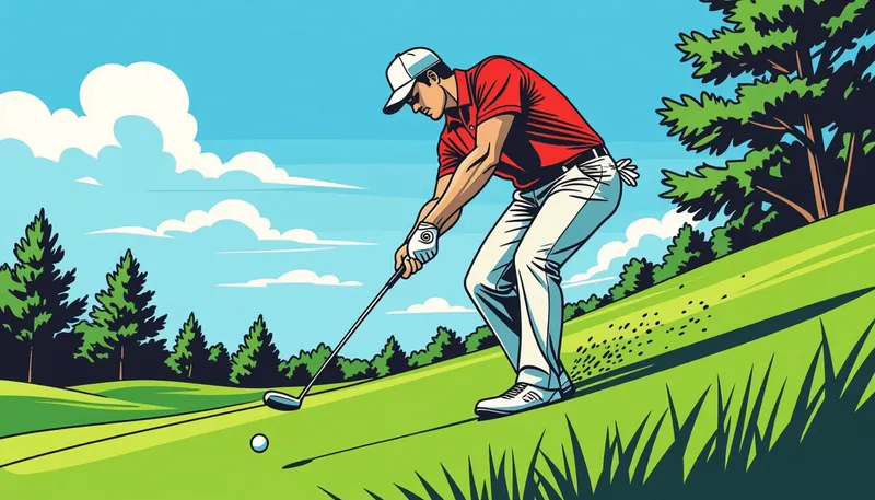 スイングの基本技術 - illustration for downhill lie shot technique