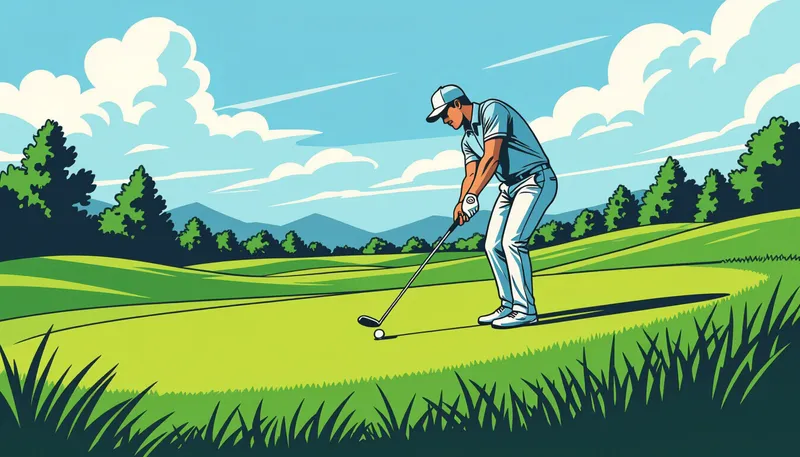 左足下がりの特徴と難しさ - illustration for downslope lie shot technique