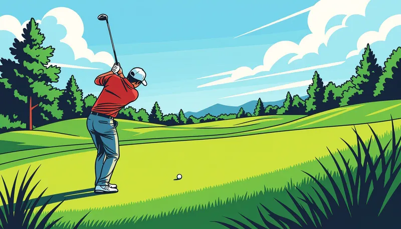 クラブ選択と距離調整 - illustration for downslope lie shot technique