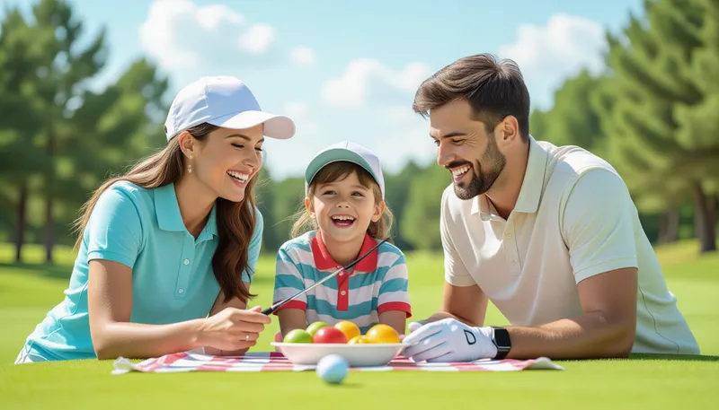 家族ゴルフの魅力とメリット - illustration for family golf enjoyment methods