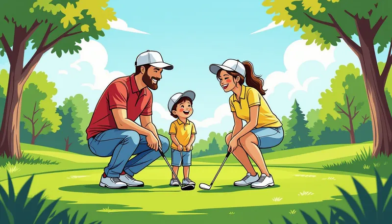 家族ゴルフに最適な施設とコース選び - illustration for family golf enjoyment methods