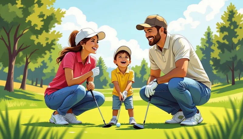 家族ゴルフで注意すべきポイント - illustration for family golf enjoyment methods