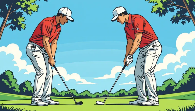 スタンスと体重配分の最適化 - illustration for golf address setup position