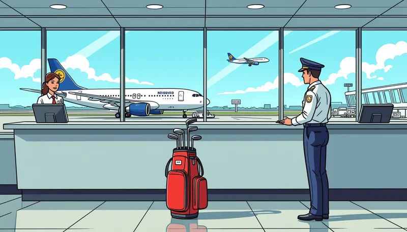 空港での手続きと所要時間 - illustration for golf bag airplane transport method