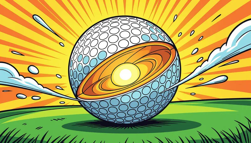 ボールタイプ別の構造と性能特性 - illustration for golf ball construction flight mechanism