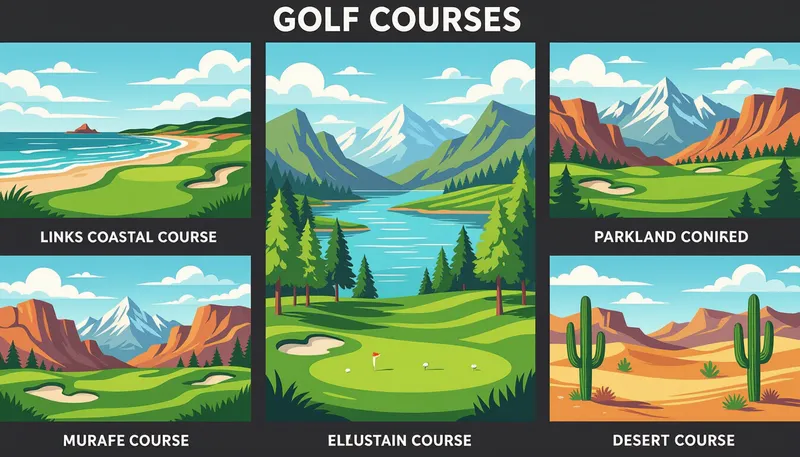 日本のゴルフコース6つの主要タイプ - illustration for golf course types characteristics