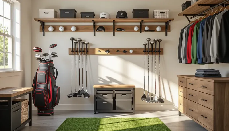 トランクルームの活用 - illustration for golf equipment storage organization