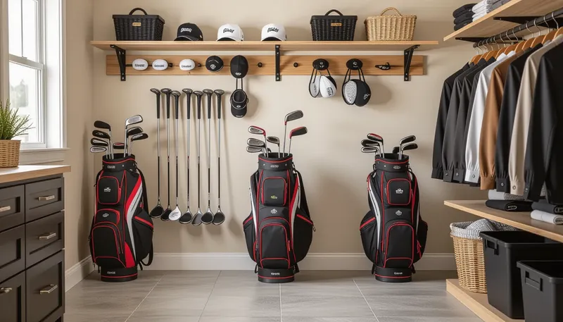 季節ごとの管理方法 - illustration for golf equipment storage organization