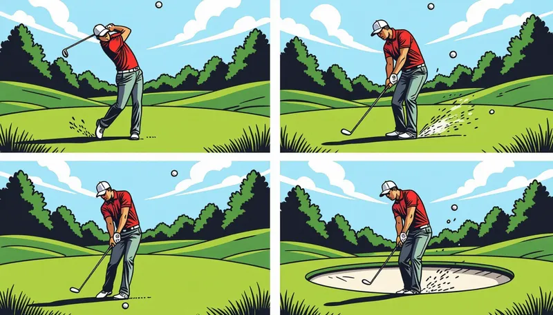 傾斜別の打ち方 - illustration for greenside lies different techniques