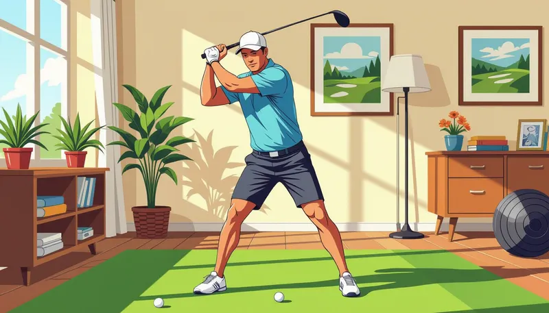自宅トレーニングのメリットと効果 - illustration for home golf workout exercises
