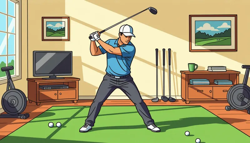 素振り練習：スイングフォームを磨く - illustration for home golf workout exercises