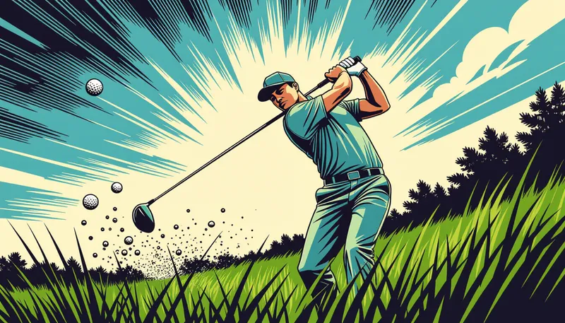 スイング技術とクラブ選択 - illustration for iron shots from rough technique