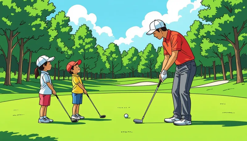 楽しく効果的な練習方法 - illustration for ジュニアゴルファー育成ガイド:子供にゴルフを教える方法