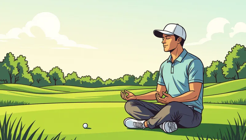 1打に集中するための具体的な実践方法 - illustration for mindfulness golf one shot focus