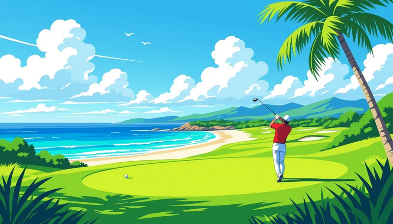 沖縄ゴルフの魅力と特徴 - illustration for okinawa golf trip guide