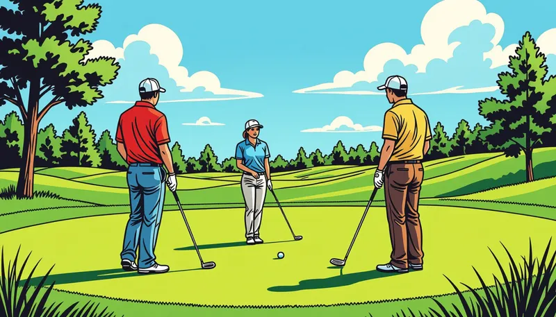 スイング中の配慮と静粛性 - illustration for playing partners etiquette courtesy