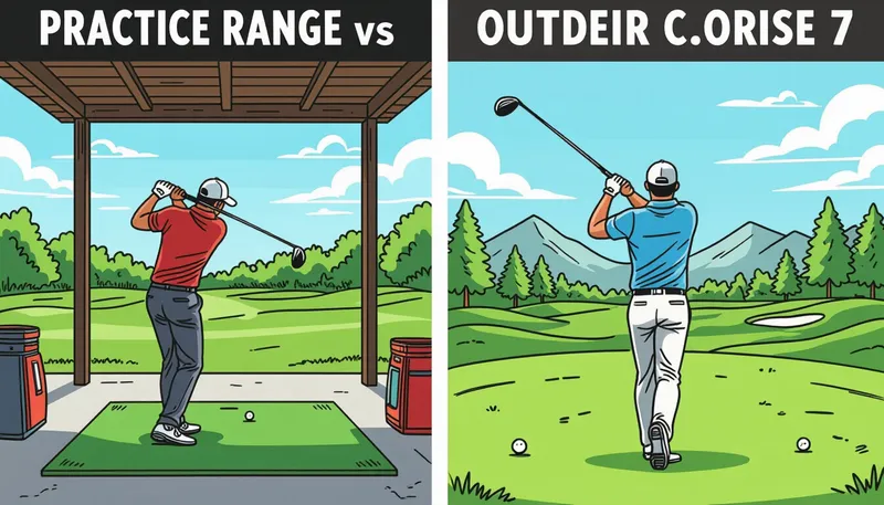 練習場と本番コースの環境的な違い - illustration for practice course performance comparison