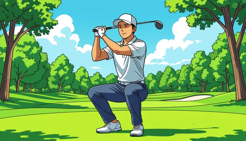 練習場でのショット準備 - illustration for pre round preparation warm up