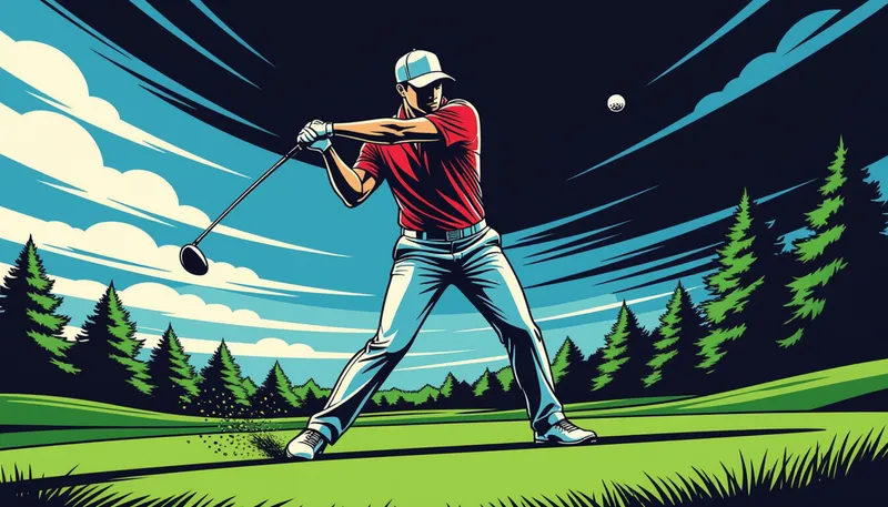 体の回転運動とパワーの生成 - illustration for pro golfer swing technique analysis