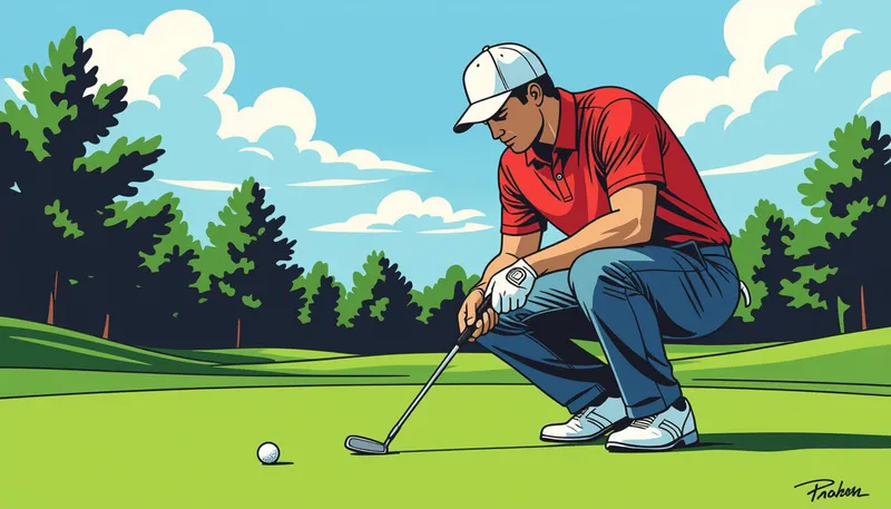 ラウンド前のウォーミングアップ - illustration for pro putting technique analysis