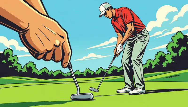 パターグリップの選び方：太さ・重さ・素材 - illustration for putter grip stance technique