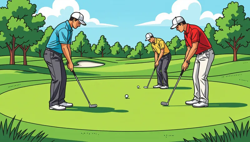 グリーン上の基本ルール - illustration for putting green rules etiquette