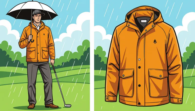 レインウェアの重要性と基本性能 - illustration for rain gear bad weather golf equipment