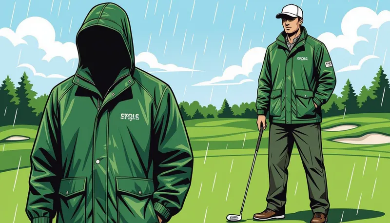 悪天候でのプレー戦略 - illustration for rain gear bad weather golf equipment