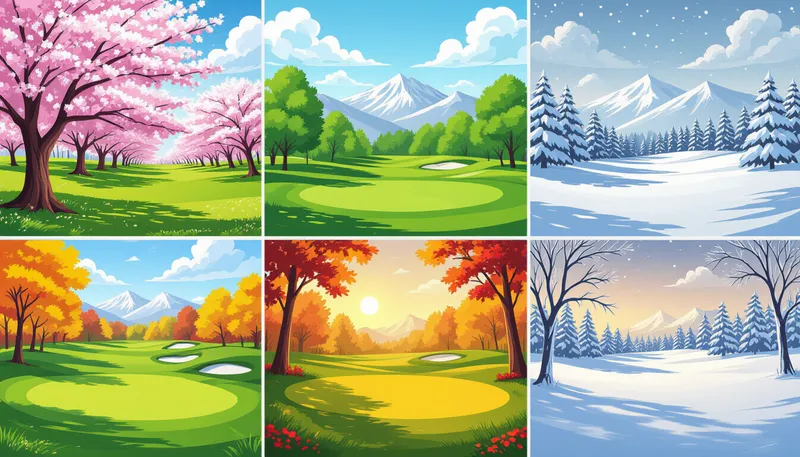 季節別コース選びと気候変動の影響 - illustration for seasonal course changes golf