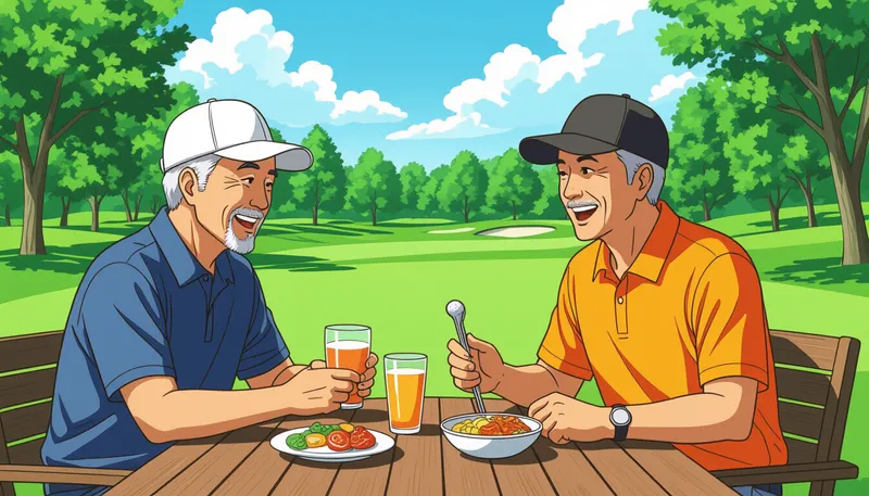 シニアゴルフサークルへの参加 - illustration for senior golf friends making tips