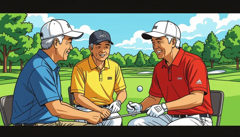 シニアゴルフコンペへの参加 - illustration for senior golf friends making tips