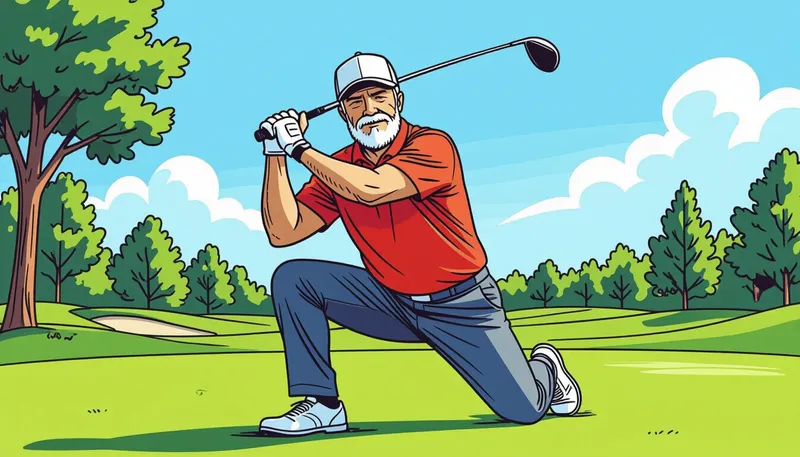 効果的なウォームアップとストレッチ法 - illustration for senior golfer injury prevention tips