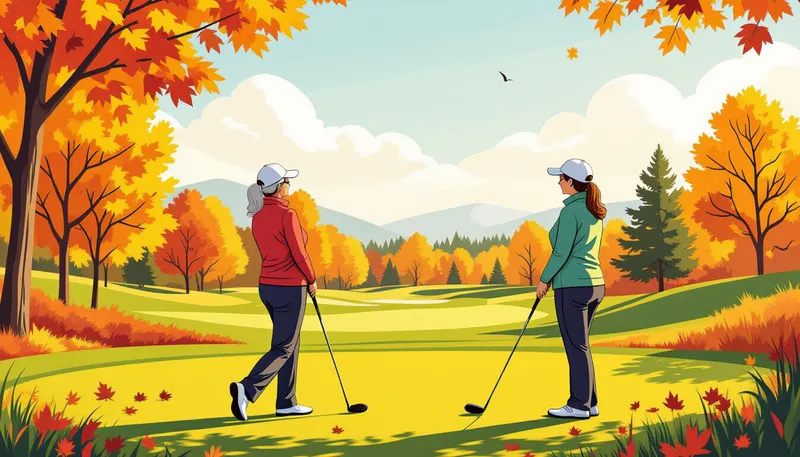 ゴルフウェアとファッションの楽しみ方 - illustration for senior women golf enjoyment