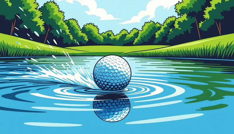 マスターズに学ぶ：プロの水切りショット事例 - illustration for skip shot water technique