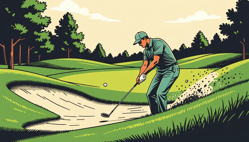 傾斜地ショットの4つの基本タイプ - illustration for slope shot technique uneven lies