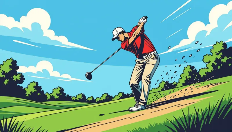 傾斜地ショットの練習方法 - illustration for slope shot technique uneven lies