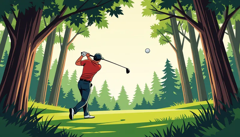 脱出ショットの正しい構え方とアドレス - illustration for tree trouble escape shot