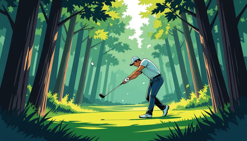 林からのショットで避けるべき3つのNG行動 - illustration for tree trouble shot recovery