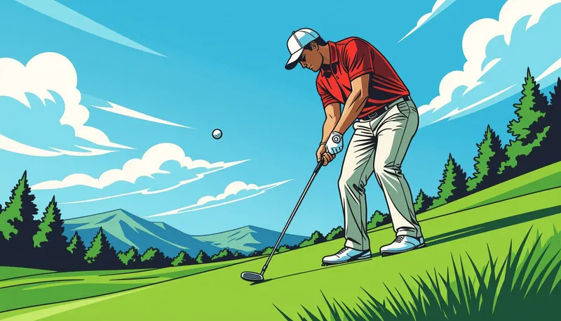 つま先上がりのライの特徴と球筋の変化 - illustration for uphill lie shot technique
