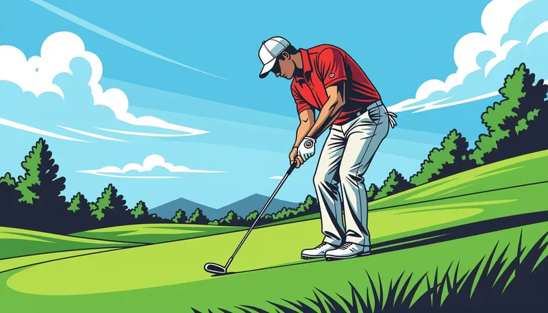 目標設定とエイミング - illustration for uphill lie shot technique