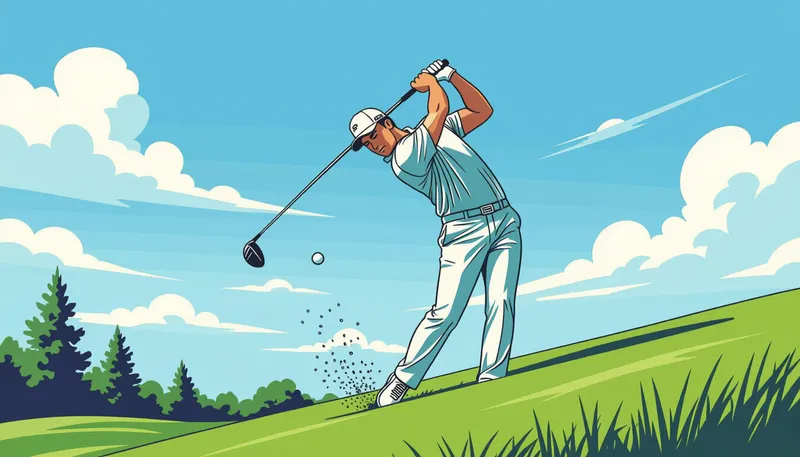 左足上がりのライの特徴と影響 - illustration for upslope lie shot technique