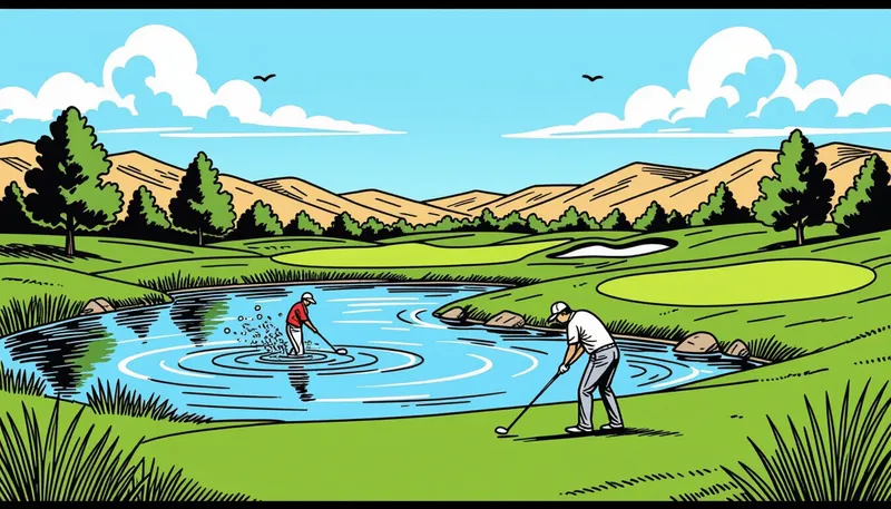 レイアップ戦略：賢く刻む技術 - illustration for water hazard strategy avoidance