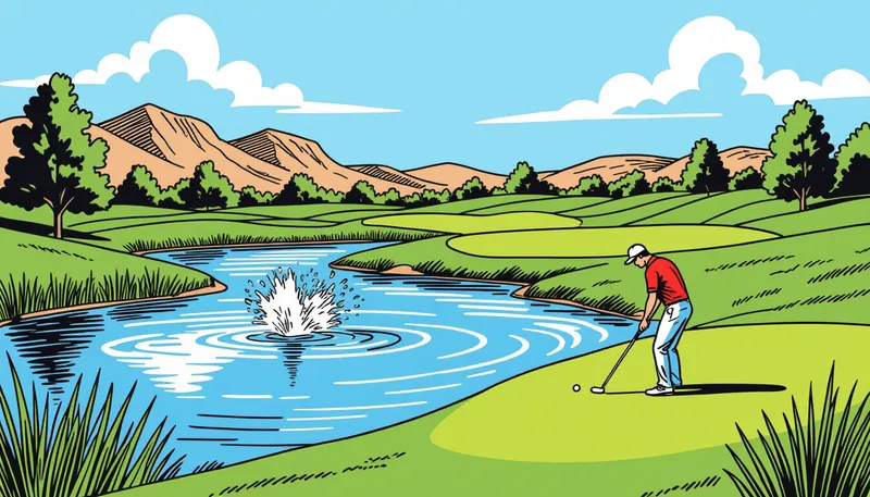 ペナルティエリアからの救済手順 - illustration for water hazard strategy avoidance