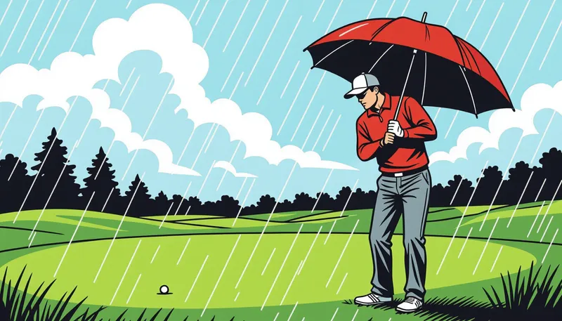 気温変化への対応：飛距離調整とウェア選択 - illustration for weather changes adaptation golf