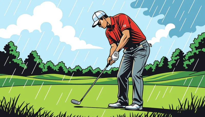 風への対応：クラブ選択と弾道調整 - illustration for weather changes adaptation golf