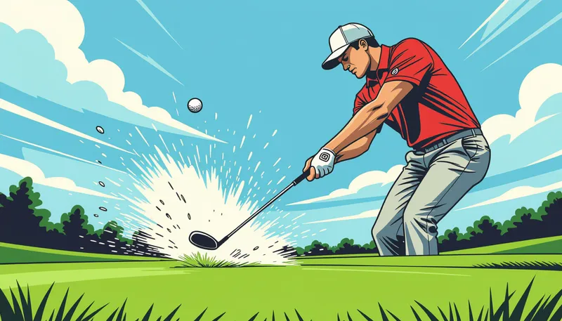 スピンをかける打ち方のコツ - illustration for wedge spin technique control